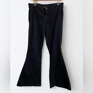 Free People Super Flare Bell Bottom Jeans Dark Blue Size 31